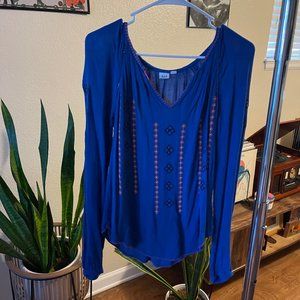Blue Boho Long Sleeve Size S